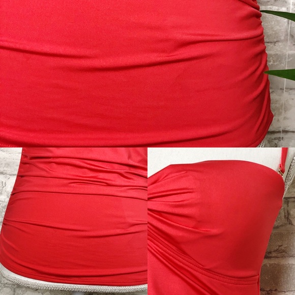 CALVIN KLEIN | Red Tankini Twist Bandeau Swimsuit Top Medium - Picture 4 of 10